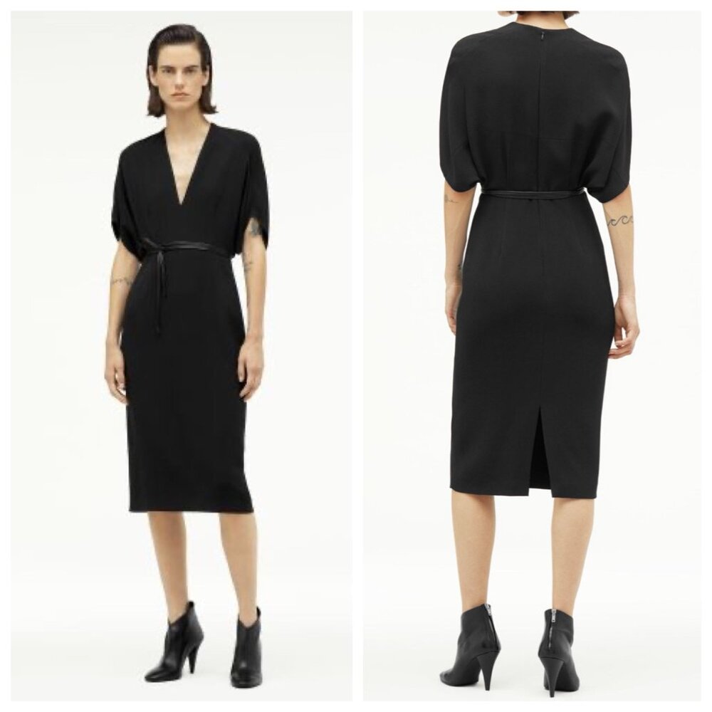 NWT Zara X Narciso Rodriguez Midi Dress Deep V-Neck Black, size Large